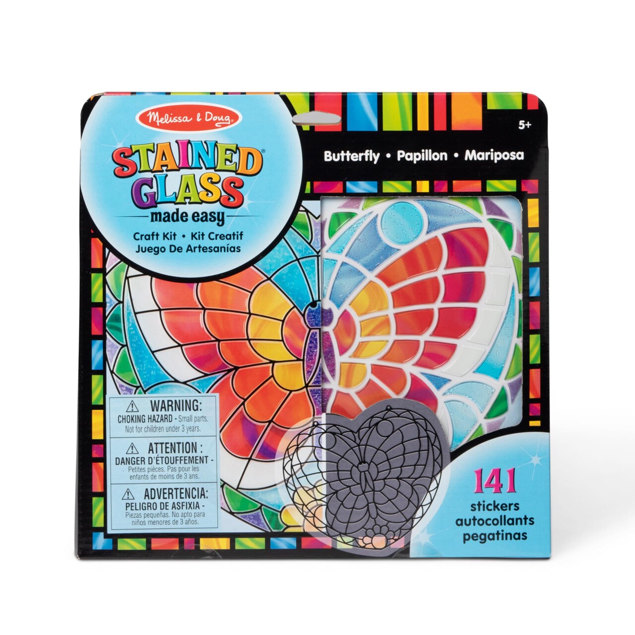 Stained Glass Made Easy Activity Kit: Butterfly - 140+ Stickers Kids Sticker Stained Glass Craft Kit; Sun Catchers for Kids Ages 5+